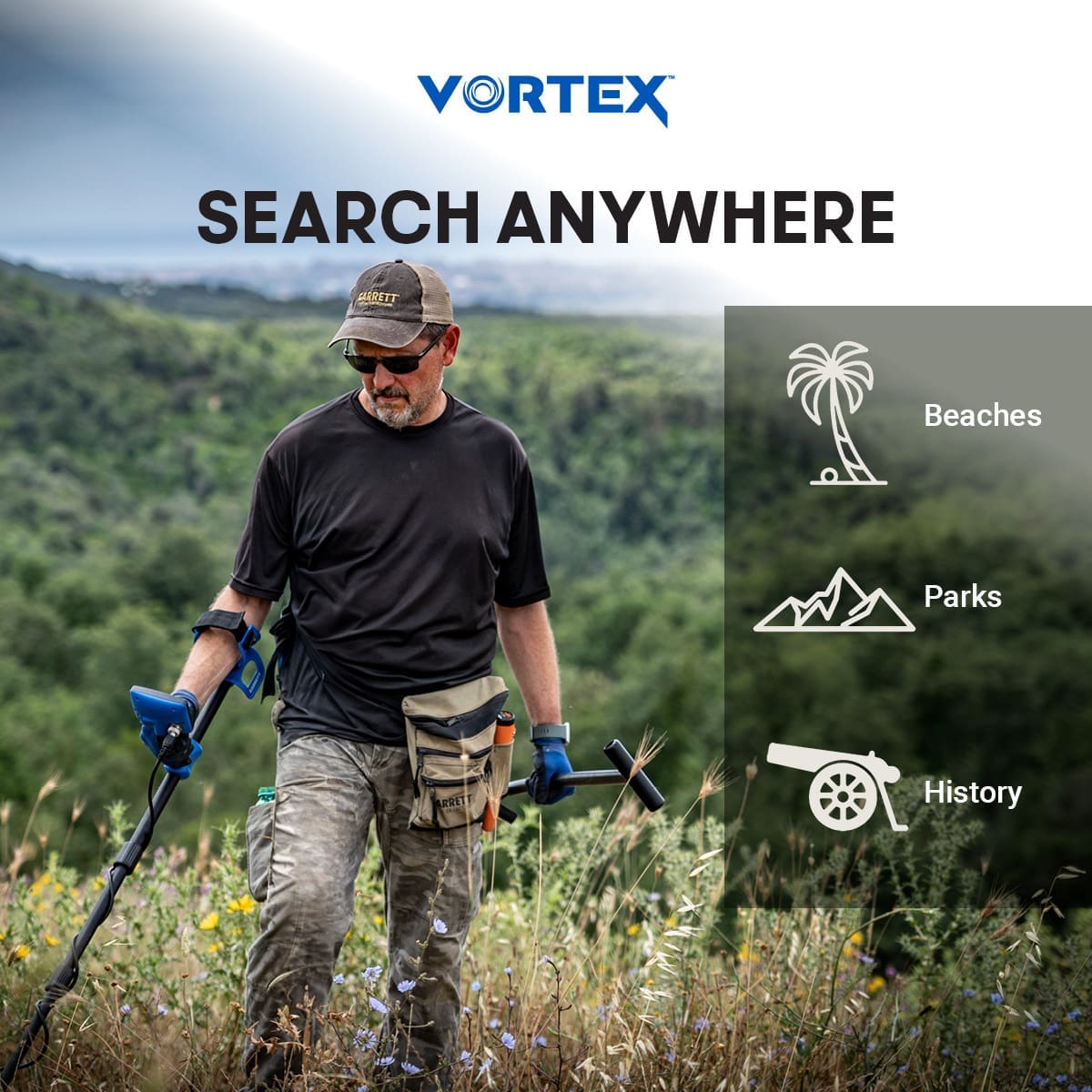 Nevşehir Garrett Vortex VX5 Dedektör - Vortex ekran düzeni, hedef ID okumayı sade tutarak yeni kullanıcıyı hızlandırır.